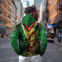 One Love Guyana Zip Hoodie Rastafarian Lion Reggae Grunge Style