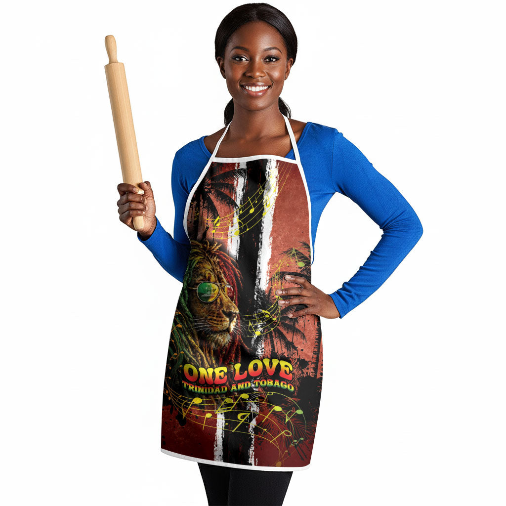 One Love Trinidad And Tobago Apron Rastafarian Lion Reggae Grunge Style