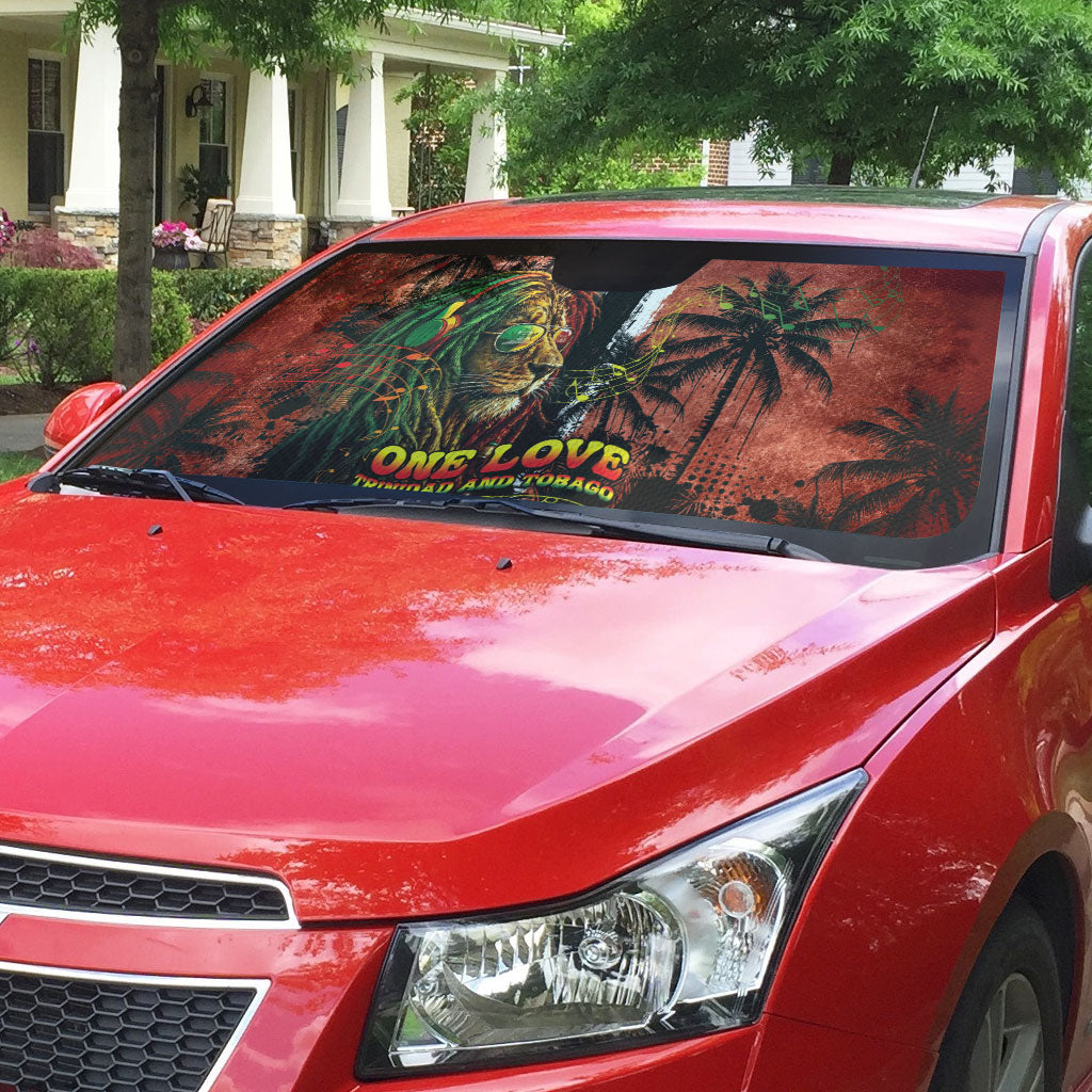One Love Trinidad And Tobago Auto Sun Shade Rastafarian Lion Reggae Grunge Style