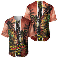 One Love Trinidad And Tobago Baseball Jersey Rastafarian Lion Reggae Grunge Style