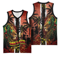 One Love Trinidad And Tobago Basketball Jersey Rastafarian Lion Reggae Grunge Style