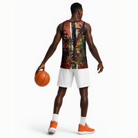 One Love Trinidad And Tobago Basketball Jersey Rastafarian Lion Reggae Grunge Style