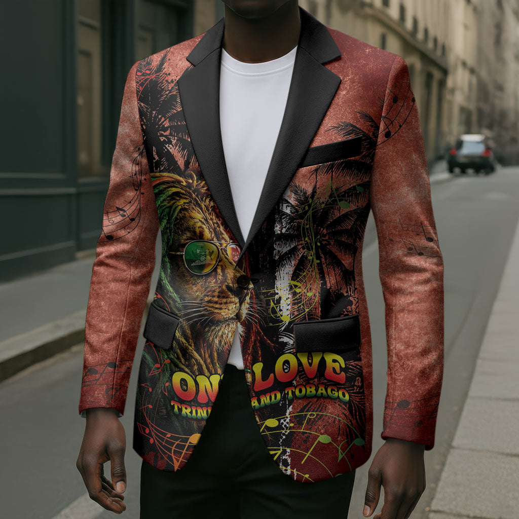 One Love Trinidad And Tobago Blazer Rastafarian Lion Reggae Grunge Style