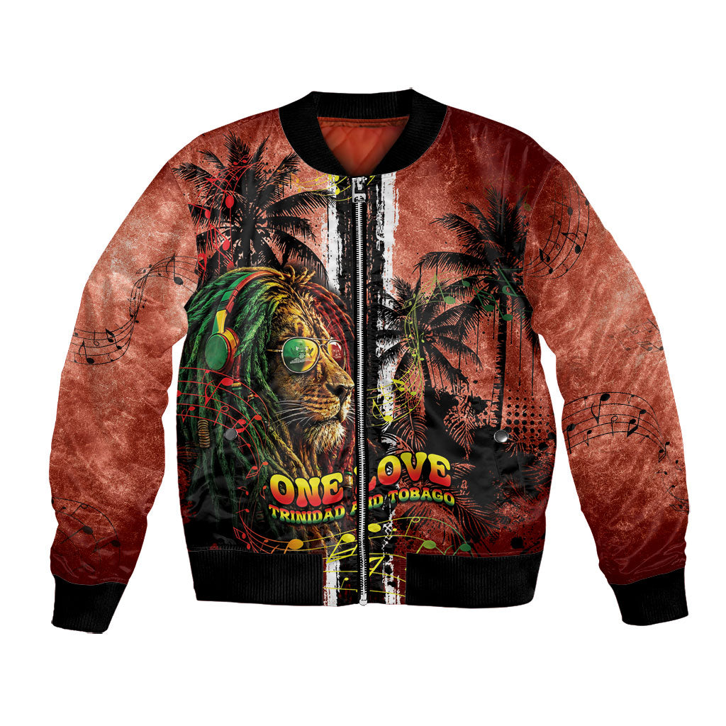 One Love Trinidad And Tobago Bomber Jacket Rastafarian Lion Reggae Grunge Style