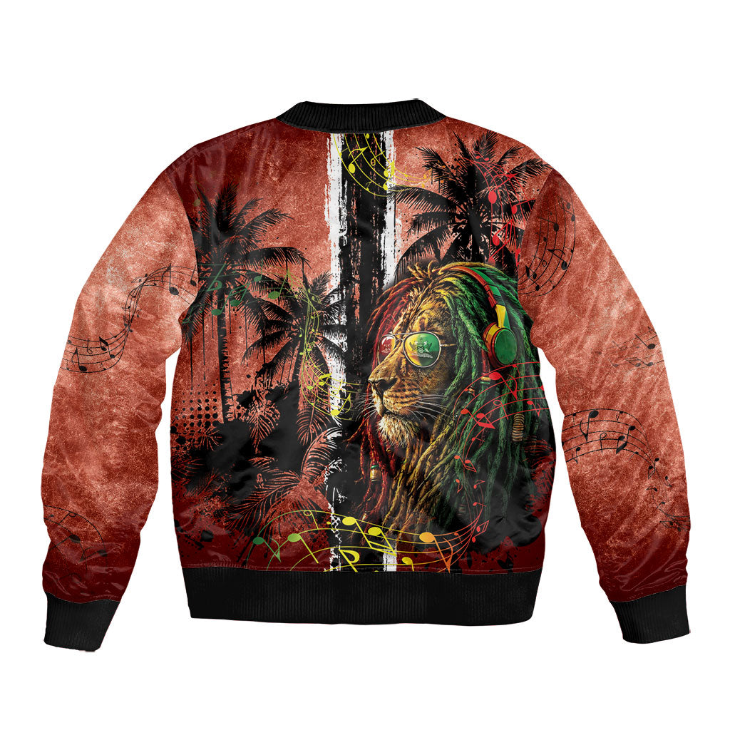 One Love Trinidad And Tobago Bomber Jacket Rastafarian Lion Reggae Grunge Style
