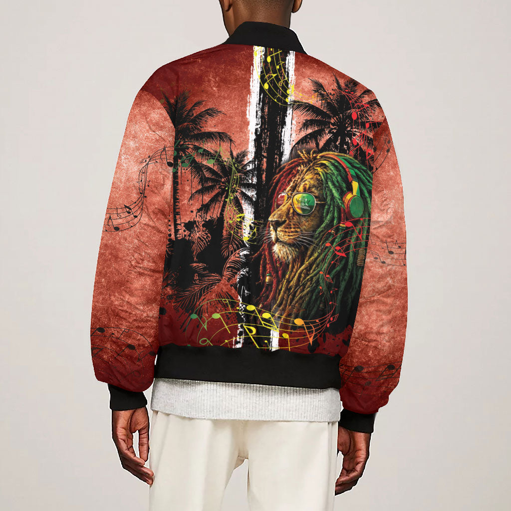 One Love Trinidad And Tobago Bomber Jacket Rastafarian Lion Reggae Grunge Style