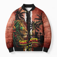 One Love Trinidad And Tobago Bomber Puffer Jacket Rastafarian Lion Reggae Grunge Style