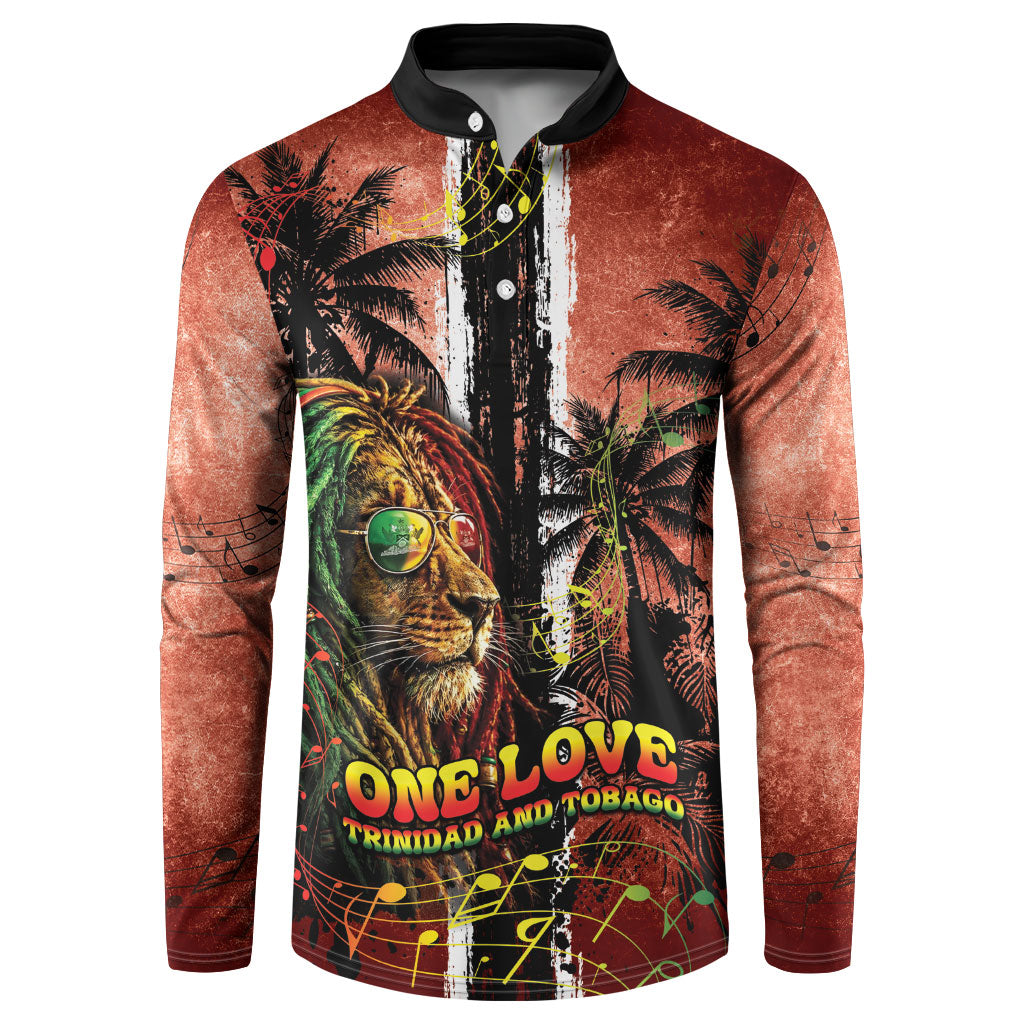 One Love Trinidad And Tobago Button Sweatshirt Rastafarian Lion Reggae Grunge Style