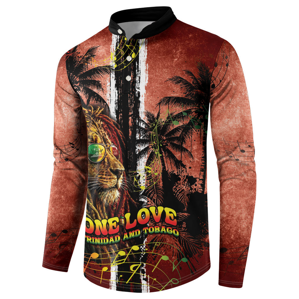 One Love Trinidad And Tobago Button Sweatshirt Rastafarian Lion Reggae Grunge Style