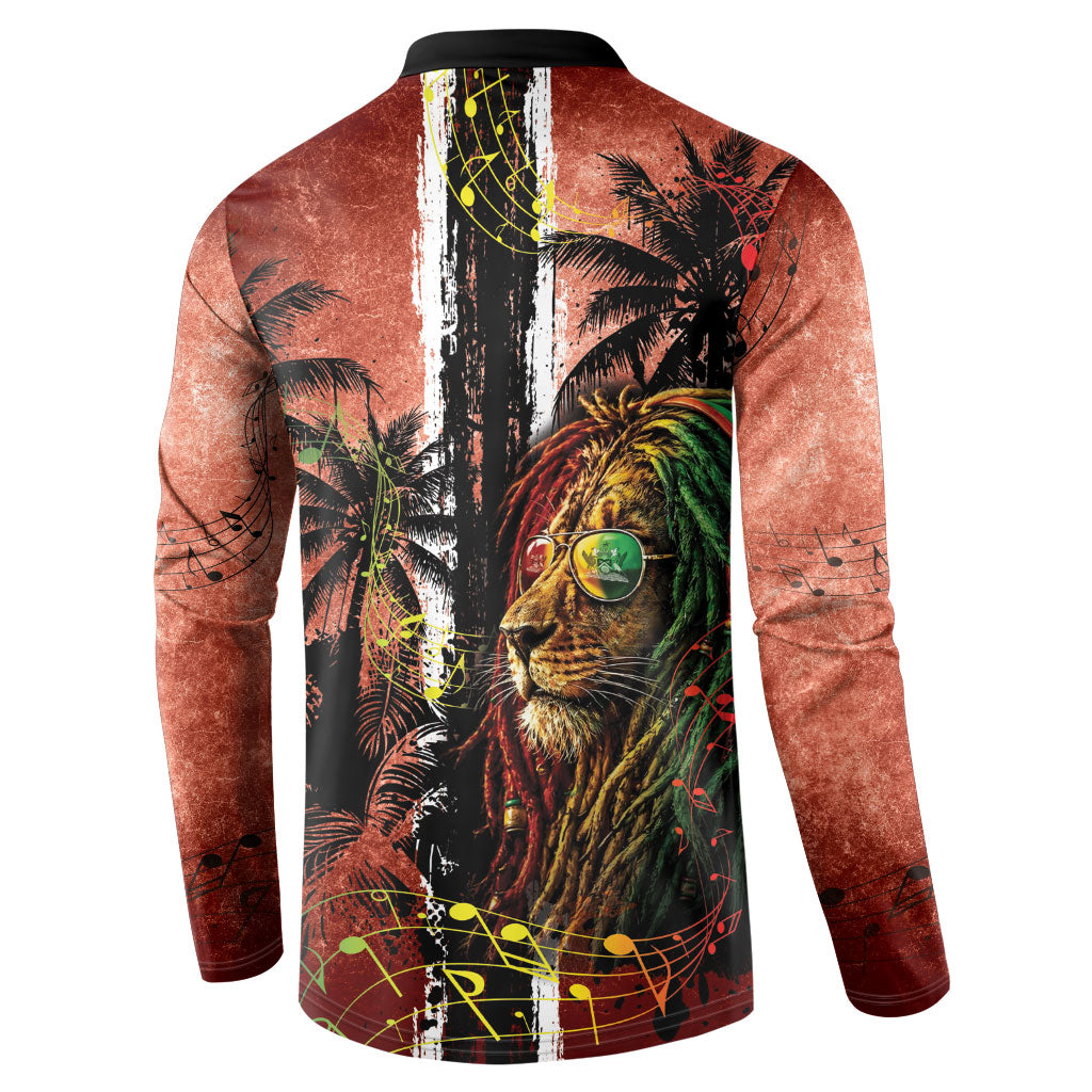 One Love Trinidad And Tobago Button Sweatshirt Rastafarian Lion Reggae Grunge Style