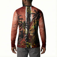 One Love Trinidad And Tobago Button Sweatshirt Rastafarian Lion Reggae Grunge Style