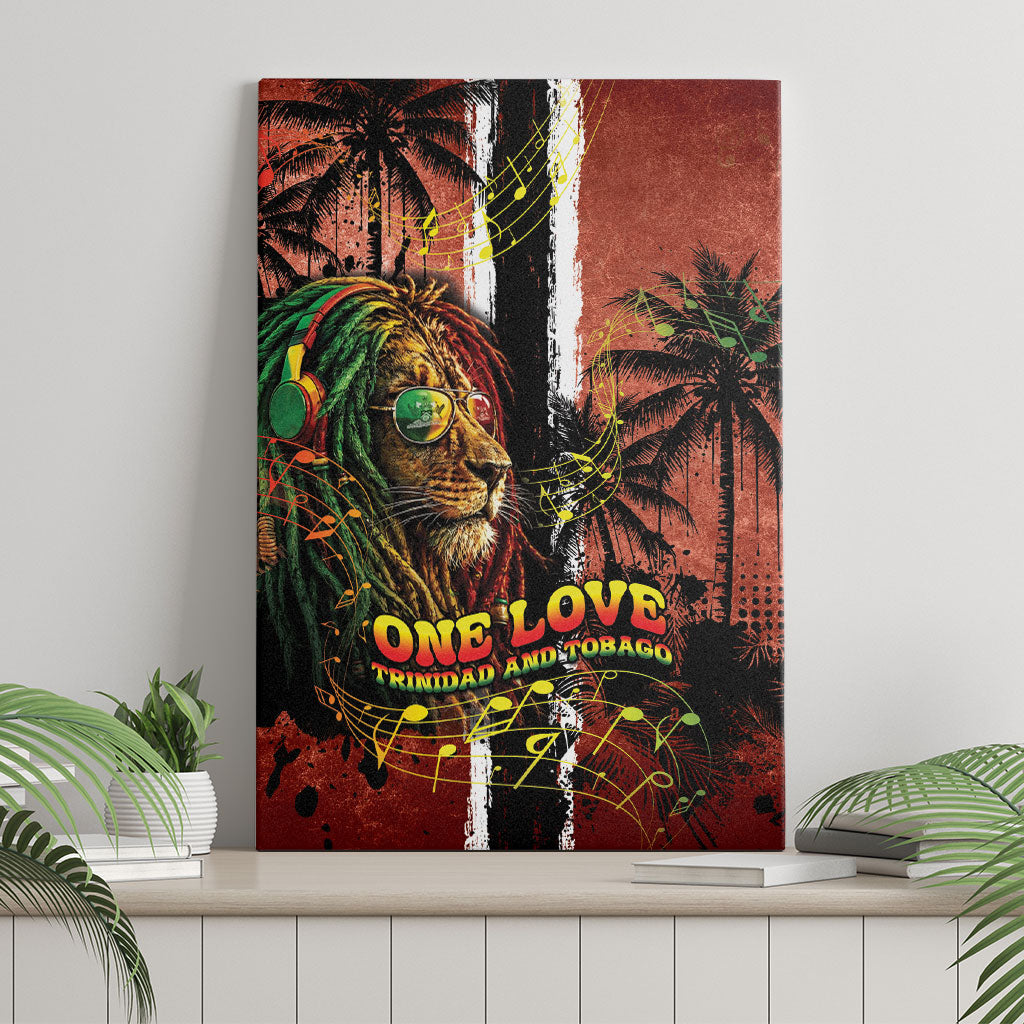 One Love Trinidad And Tobago Canvas Wall Art Rastafarian Lion Reggae Grunge Style