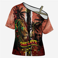 One Love Trinidad And Tobago Cross Shoulder Shirt Rastafarian Lion Reggae Grunge Style