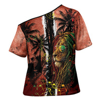 One Love Trinidad And Tobago Cross Shoulder Shirt Rastafarian Lion Reggae Grunge Style