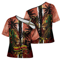 One Love Trinidad And Tobago Cross Shoulder Shirt Rastafarian Lion Reggae Grunge Style