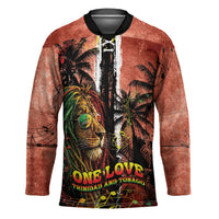 One Love Trinidad And Tobago Hockey Jersey Rastafarian Lion Reggae Grunge Style