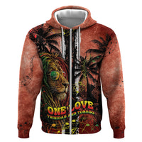 One Love Trinidad And Tobago Hoodie Rastafarian Lion Reggae Grunge Style