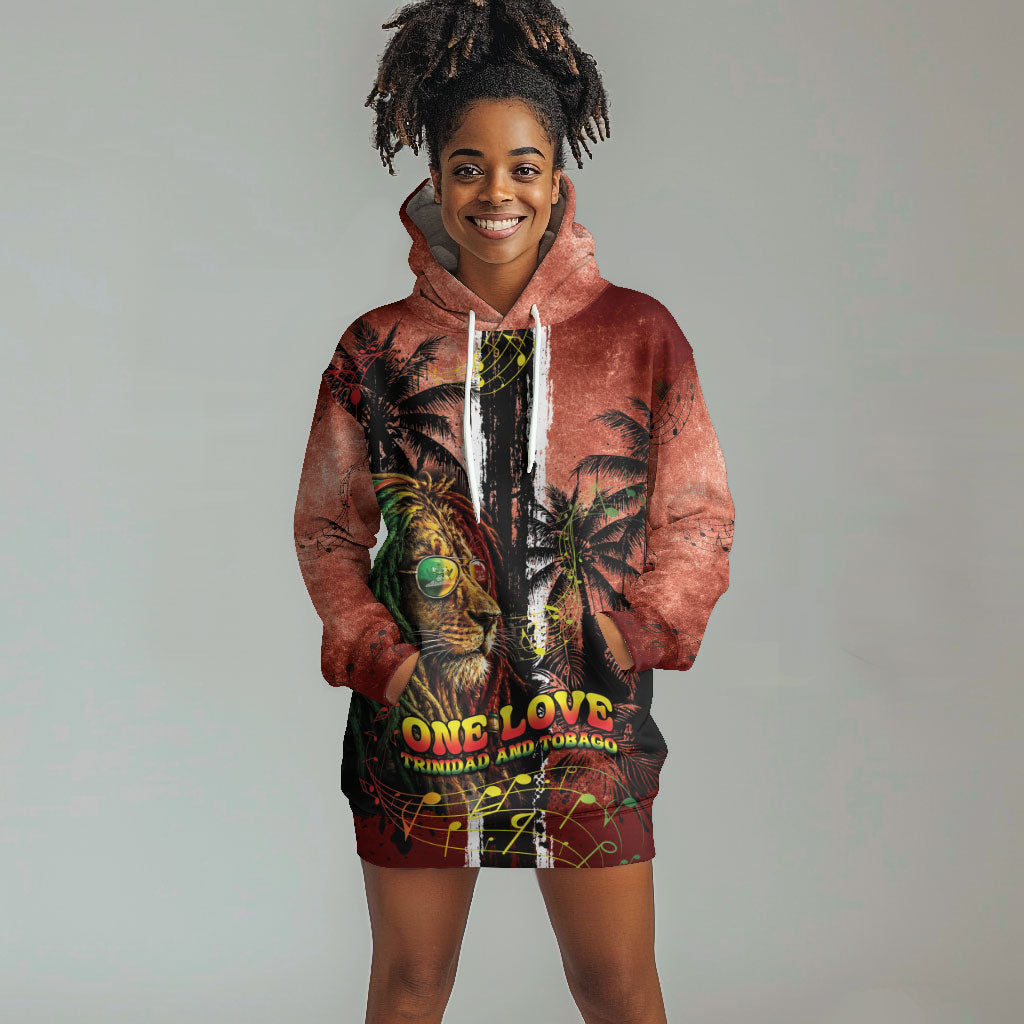 One Love Trinidad And Tobago Hoodie Dress Rastafarian Lion Reggae Grunge Style