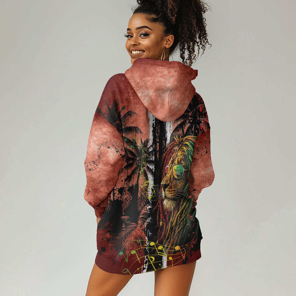 One Love Trinidad And Tobago Hoodie Dress Rastafarian Lion Reggae Grunge Style
