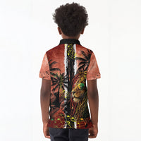 One Love Trinidad And Tobago Kid Polo Shirt Rastafarian Lion Reggae Grunge Style