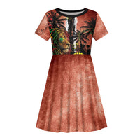 One Love Trinidad And Tobago Kid Short Sleeve Dress Rastafarian Lion Reggae Grunge Style