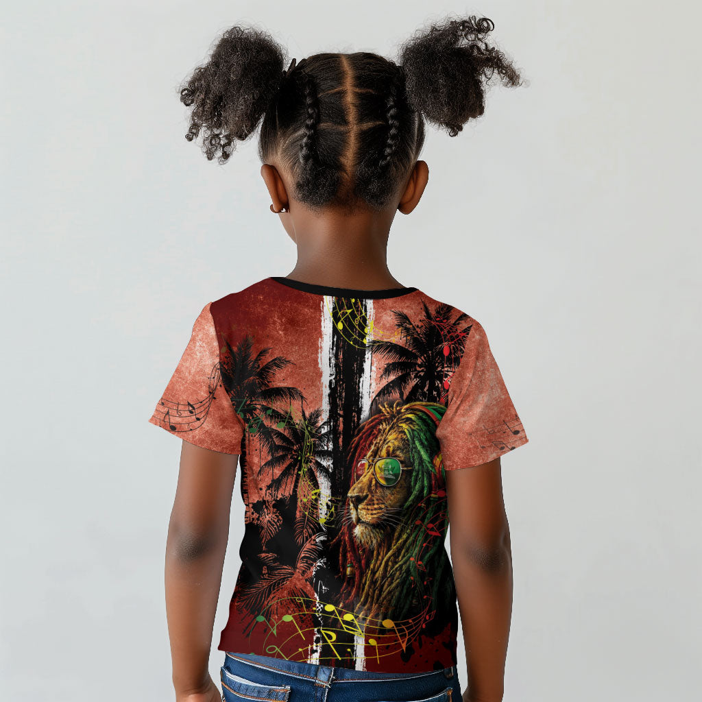 One Love Trinidad And Tobago Kid T shirt Rastafarian Lion Reggae Grunge Style
