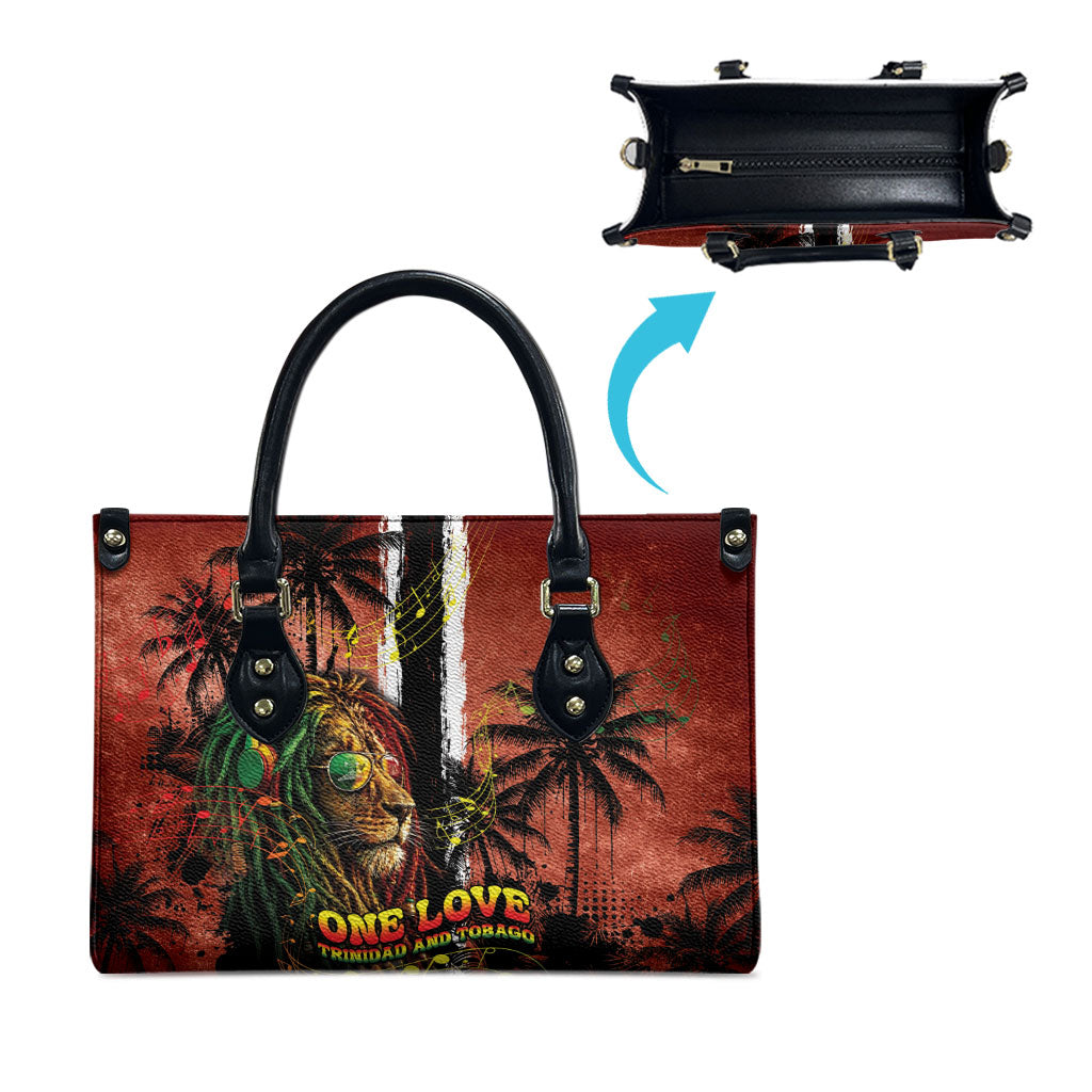 One Love Trinidad And Tobago Leather Bag Rastafarian Lion Reggae Grunge Style