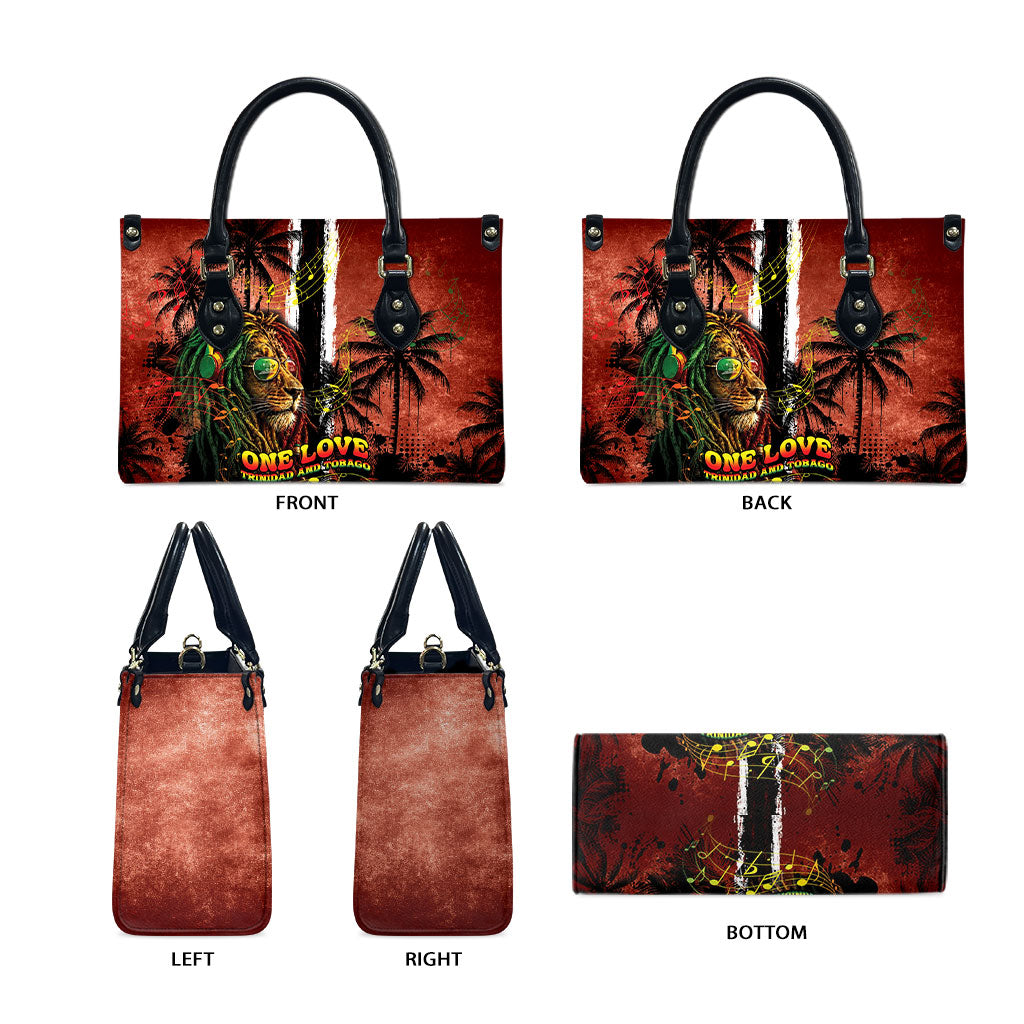 One Love Trinidad And Tobago Leather Bag Rastafarian Lion Reggae Grunge Style