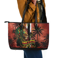 One Love Trinidad And Tobago Leather Tote Bag Rastafarian Lion Reggae Grunge Style