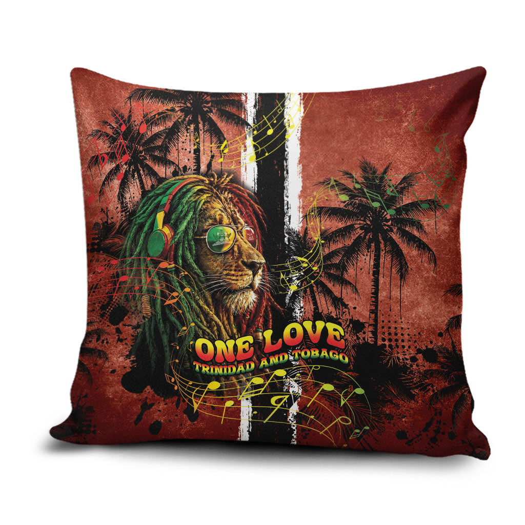 One Love Trinidad And Tobago Pillow Cover Rastafarian Lion Reggae Grunge Style