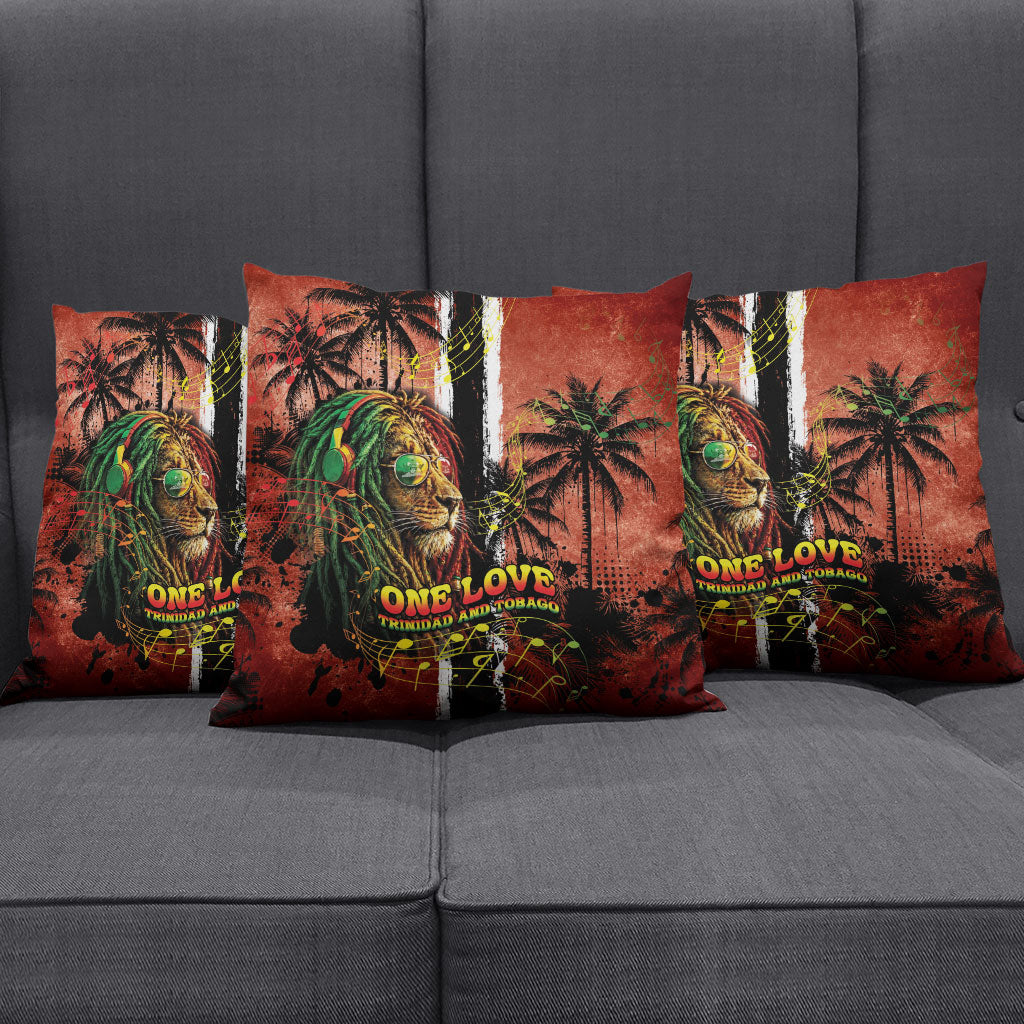 One Love Trinidad And Tobago Pillow Cover Rastafarian Lion Reggae Grunge Style