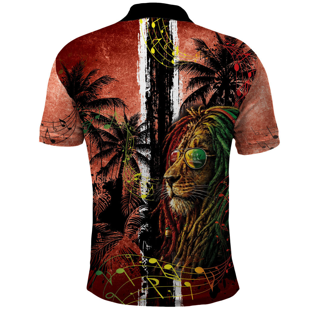 One Love Trinidad And Tobago Polo Shirt Rastafarian Lion Reggae Grunge Style