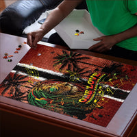 One Love Trinidad And Tobago Puzzle Rastafarian Lion Reggae Grunge Style