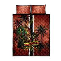 One Love Trinidad And Tobago Quilt Bed Set Rastafarian Lion Reggae Grunge Style