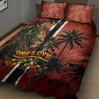 One Love Trinidad And Tobago Quilt Bed Set Rastafarian Lion Reggae Grunge Style
