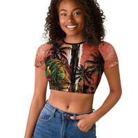 One Love Trinidad And Tobago Raglan Cropped T shirt Rastafarian Lion Reggae Grunge Style