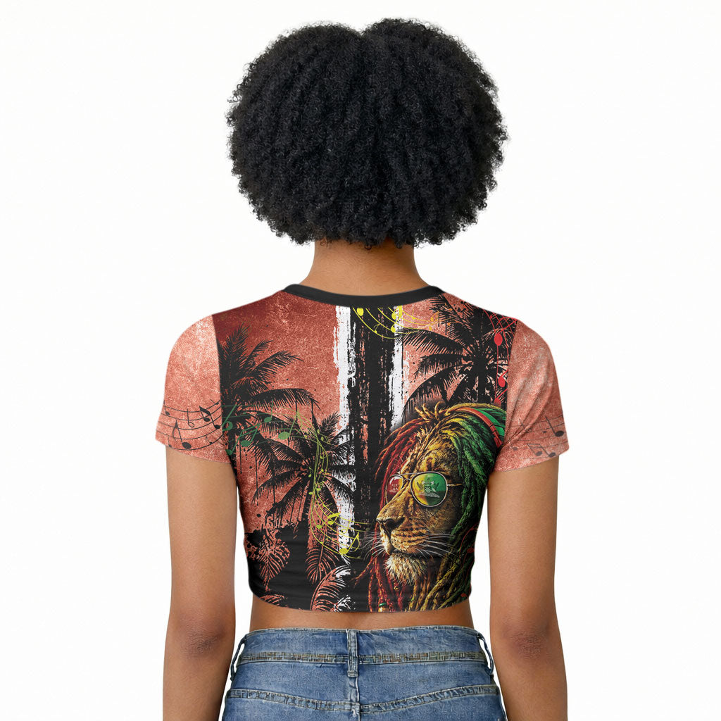 One Love Trinidad And Tobago Raglan Cropped T shirt Rastafarian Lion Reggae Grunge Style