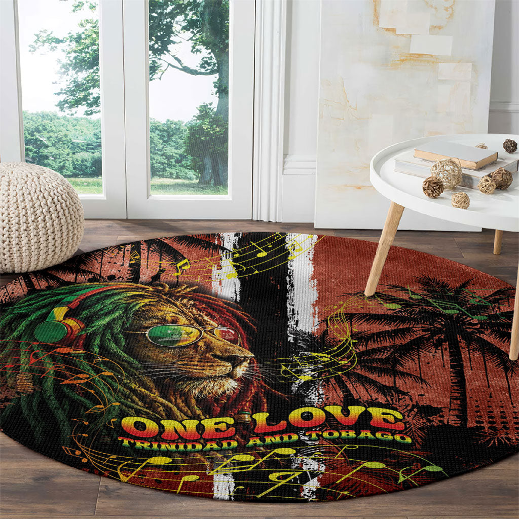 One Love Trinidad And Tobago Round Carpet Rastafarian Lion Reggae Grunge Style