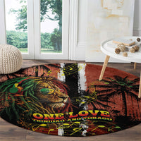 One Love Trinidad And Tobago Round Carpet Rastafarian Lion Reggae Grunge Style