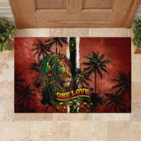 One Love Trinidad And Tobago Rubber Doormat Rastafarian Lion Reggae Grunge Style