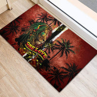 One Love Trinidad And Tobago Rubber Doormat Rastafarian Lion Reggae Grunge Style