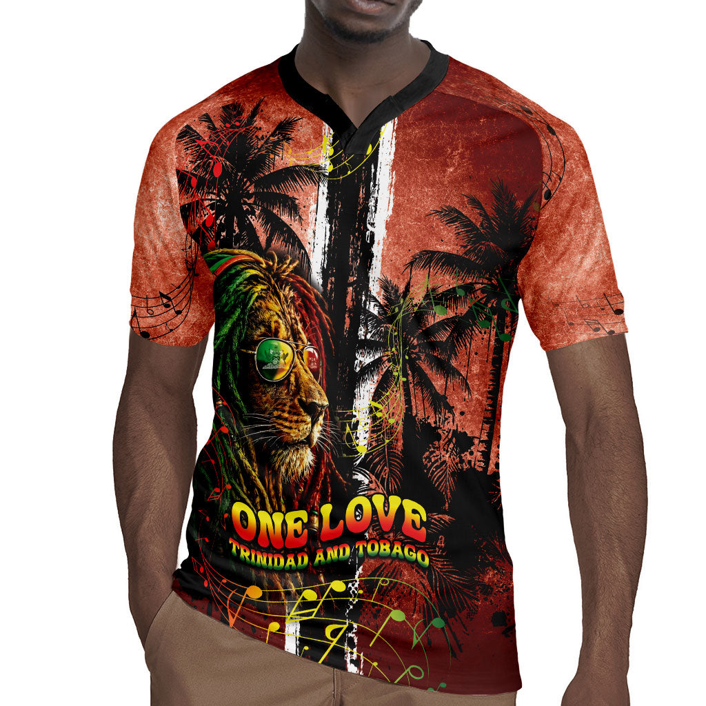 One Love Trinidad And Tobago Rugby Jersey Rastafarian Lion Reggae Grunge Style