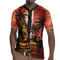 One Love Trinidad And Tobago Rugby Jersey Rastafarian Lion Reggae Grunge Style