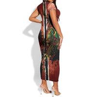 One Love Trinidad And Tobago Short Sleeve Bodycon Dress Rastafarian Lion Reggae Grunge Style