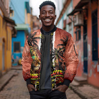 One Love Trinidad And Tobago Sleeve Zip Bomber Jacket Rastafarian Lion Reggae Grunge Style