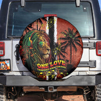 One Love Trinidad And Tobago Spare Tire Cover Rastafarian Lion Reggae Grunge Style