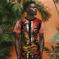 One Love Trinidad And Tobago T shirt Rastafarian Lion Reggae Grunge Style