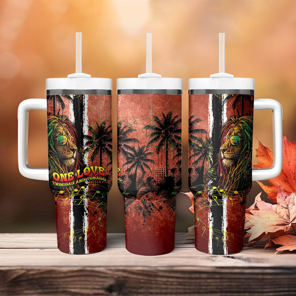 One Love Trinidad And Tobago Tumbler With Handle Rastafarian Lion Reggae Grunge Style