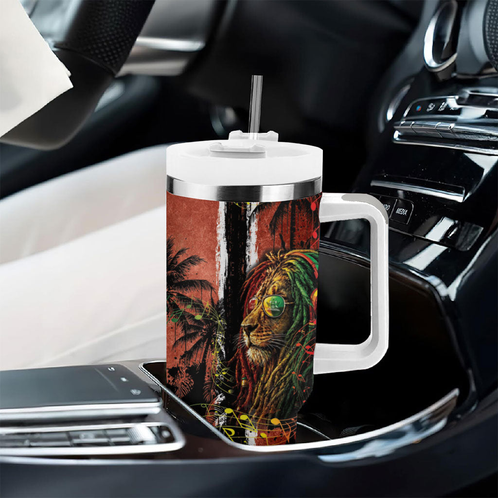 One Love Trinidad And Tobago Tumbler With Handle Rastafarian Lion Reggae Grunge Style