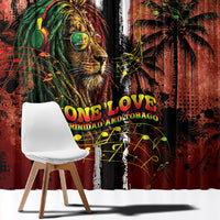 One Love Trinidad And Tobago Window Curtain Rastafarian Lion Reggae Grunge Style
